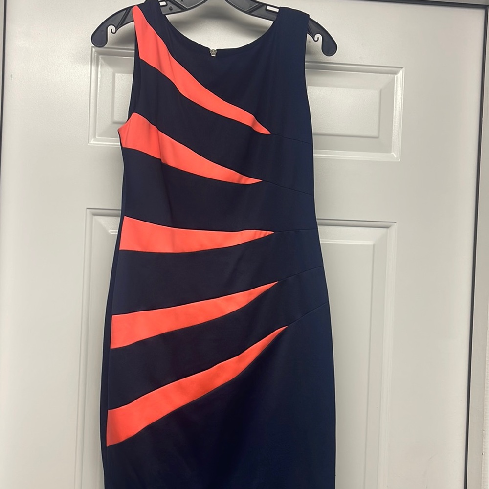 Navy and coral colored dress